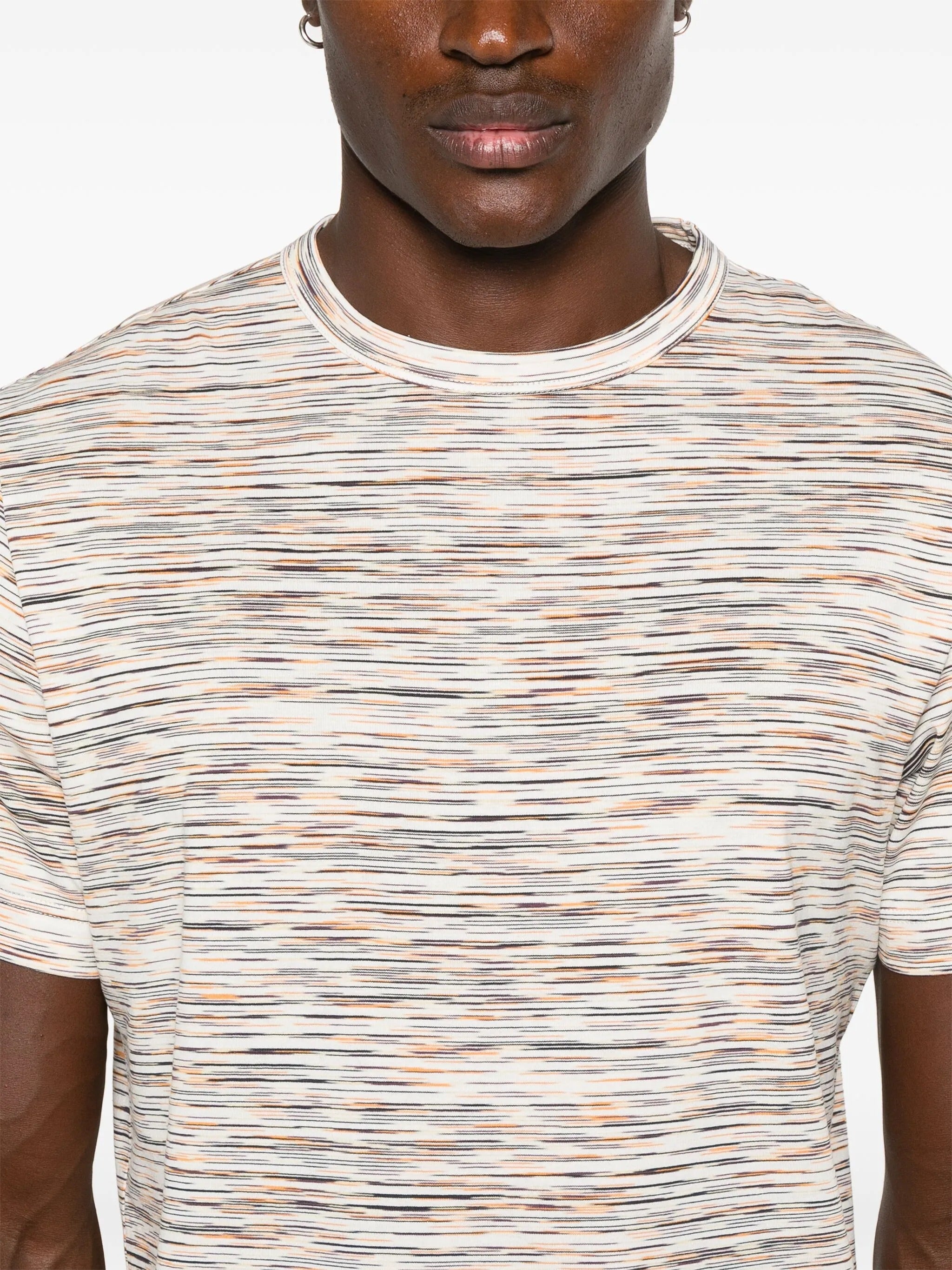 Missoni Mens Regular fit Short Sleeve T-Shirt Shirt XL Orange Striped
