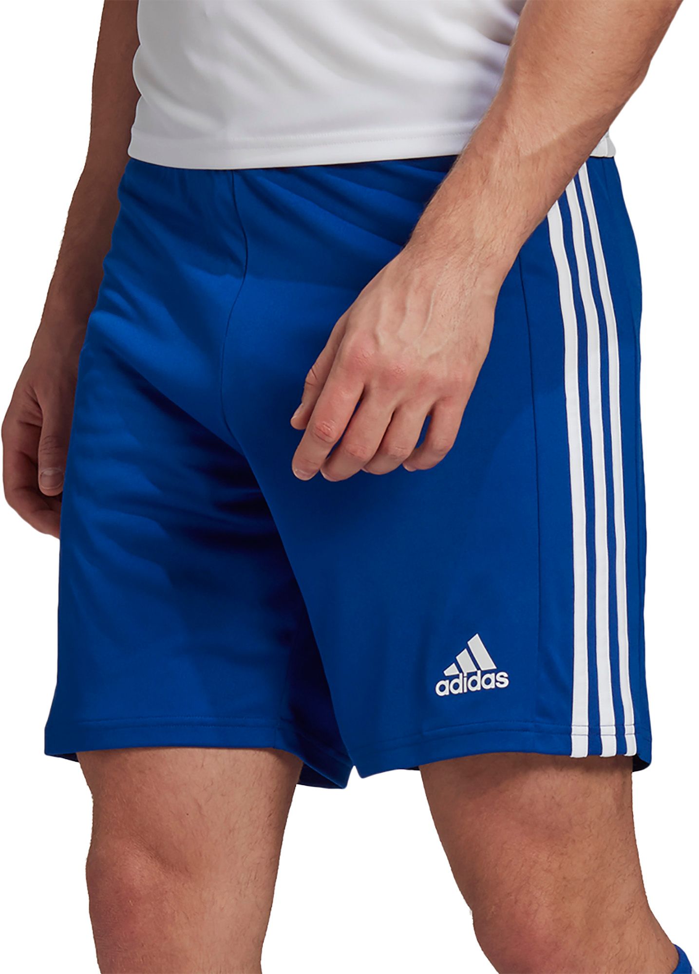adidas Mens Squadra 21 Knit Moisture Wicking Shorts Royal Blue White Large