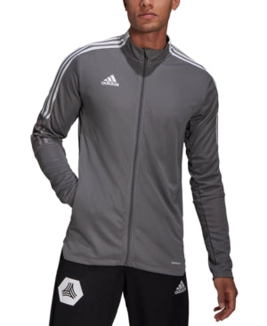 Adidas Mens Tiro 21 Track Jacket Medium Grey White THREE STRIPES