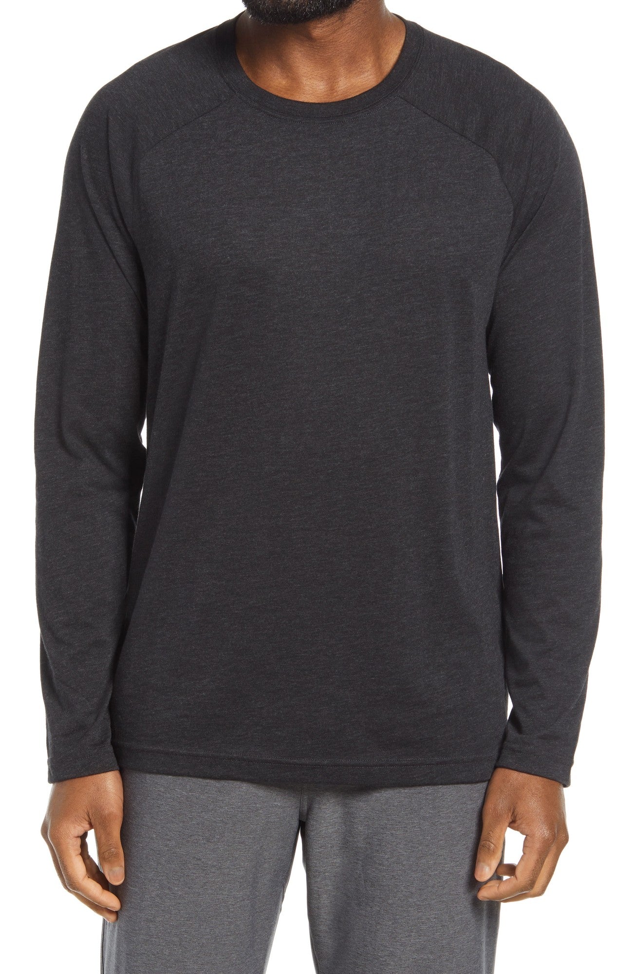 Alo Yoga Triumph Mens Slim Fit Long Sleeve Crewneck Shirt Large Grey Solid