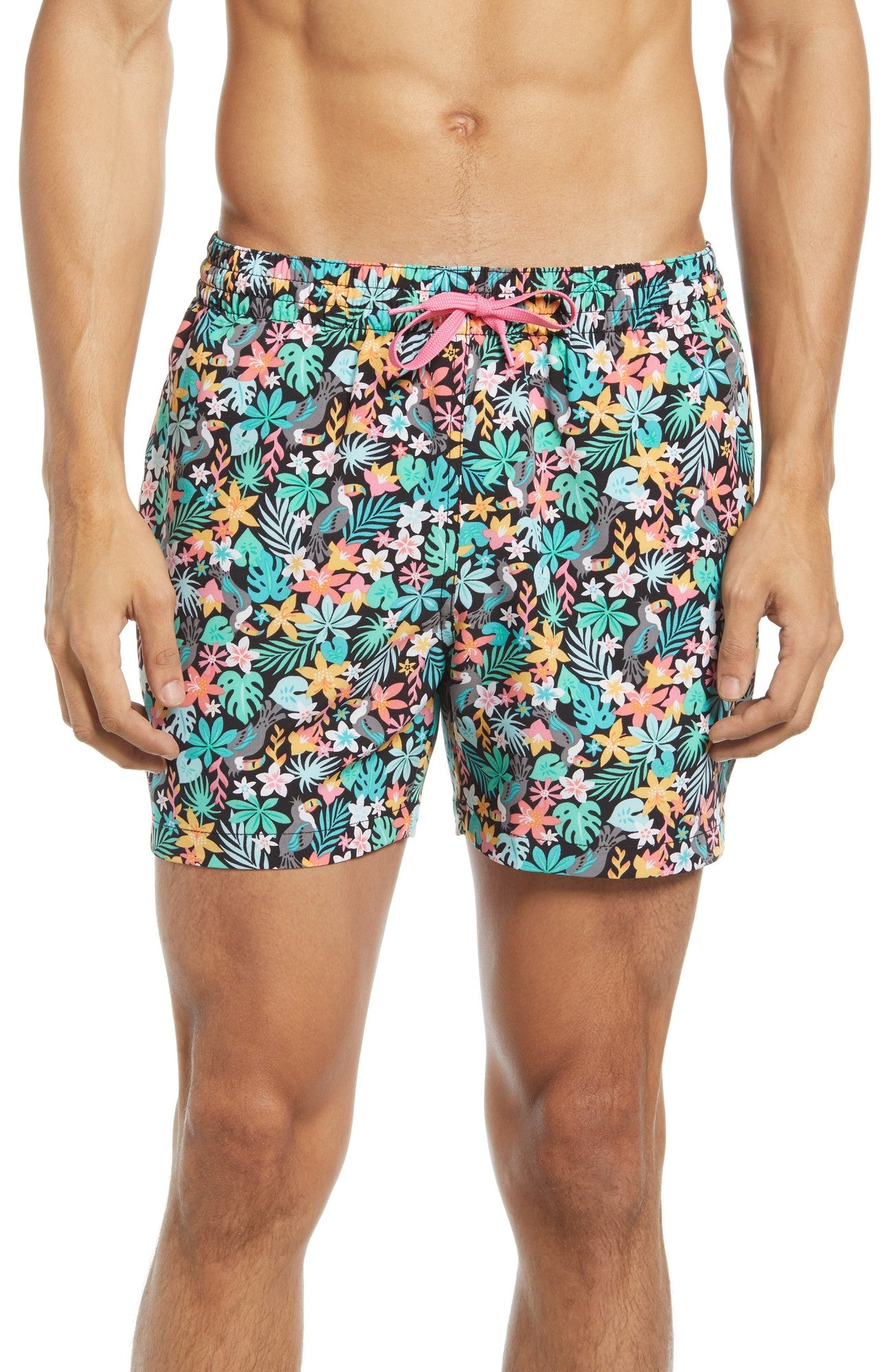 Chubbies Mens Regular fit Swim Trunks Swimwear Medium /  Black Floral Quick Dry