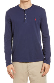Polo Ralph Lauren Mens Henley Long Sleeve T Shirt Shirt Cruise Navy XS
