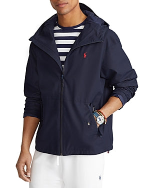 POLO RALPH LAUREN Mens Hooded Water-Repellent Jacket Navy Blue Medium