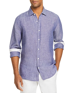 The Men's Store   Woven Yarn Dye Blue Button Down Shirt Small