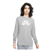 Nike Mens Long Sleeve Crewneck Graphic T Shirt  Grey Small