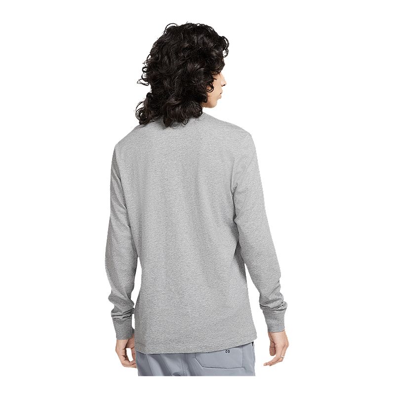 Nike Mens Long Sleeve Crewneck Graphic T Shirt  Grey Small