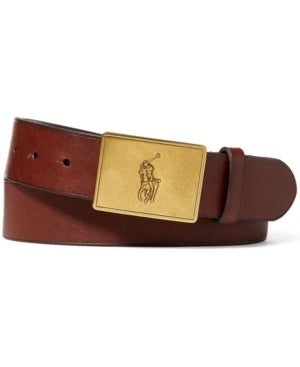 Polo Ralph Lauren Men's Pony Plaque Leather Belt Brown 34