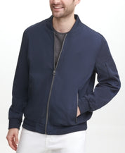 Calvin Klein Men's Full Zip Flight Bomber Jacket True Navy Blue Medium