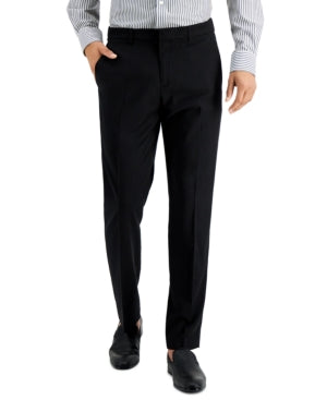 Perry Ellis Portfolio Men's Slim-Fit Non-Iron Stretch Dress Pants 31 x 30 Black