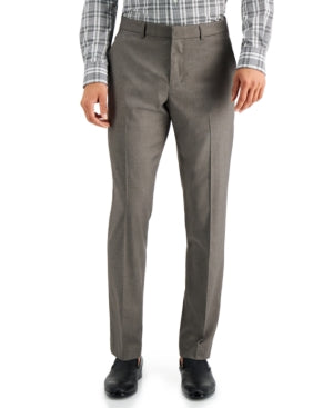 Perry Ellis Mens Slim fit Dress Pants 31 / 32 Brown Solid Stretch