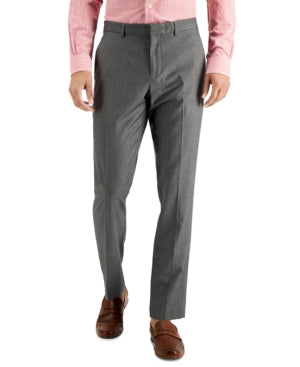 Perry Ellis Mens Slim fit Dress Pants 33 / 32 Mid Grey Solid Stretch