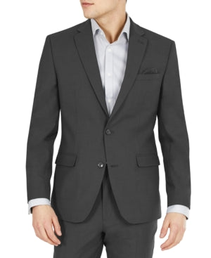 Bar Iii Mens Slim fit Suit Jacket Blazer 42 S Charcoal Grey Solid Stretch
