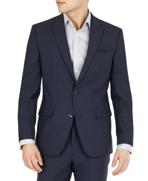 Bar Iii Mens Slim fit Suit Jacket Blazer 42 L Navy Blue Solid