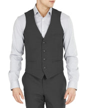 Bar Iii Mens Slim fit Wool Suit Vest Large Charcoal Gray Solid