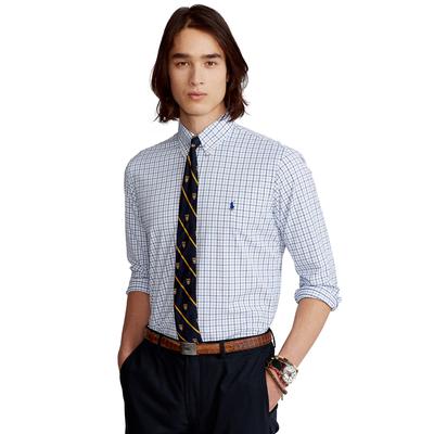 Polo Ralph Lauren Men's Classic Fit Plaid Button Down Shirt White Sky Blue Small