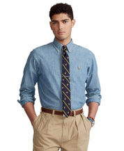 Polo Ralph Lauren Mens Classic fit Long Sleeve Button-Up Shirt 2XB Blue Solid