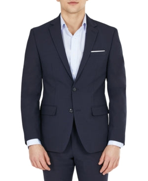 Bar Iii Mens Skinny fit Suit Jacket Blazer 38 S Navy Blue Solid Stretch Wool