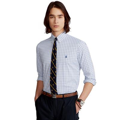 Polo Ralph Lauren Men's Big Tall Plaid Button Down  Shirt  White Sky Blue XL