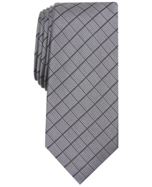 Alfani Mens Tie Necktie One Size Grey Argyle/Diamond