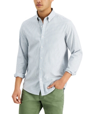 Michael Kors Mens Casual Shirt Long Sleeve Stripe Light blue XL