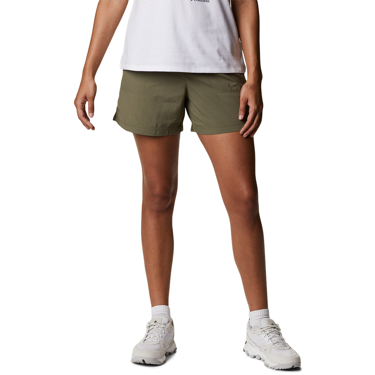 Columbia Women Regular fit Athletic Shorts XL Green Solid Quick Dry