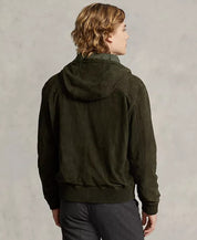 Polo Ralph Lauren Men's Reversible Leather Suede Hooded Jacket Large Green Olive