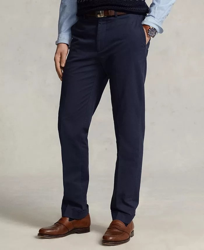 Polo Ralph Lauren Mens Regular fit Cotton Chinos Pants 36 / 30 Navy Blue Solid