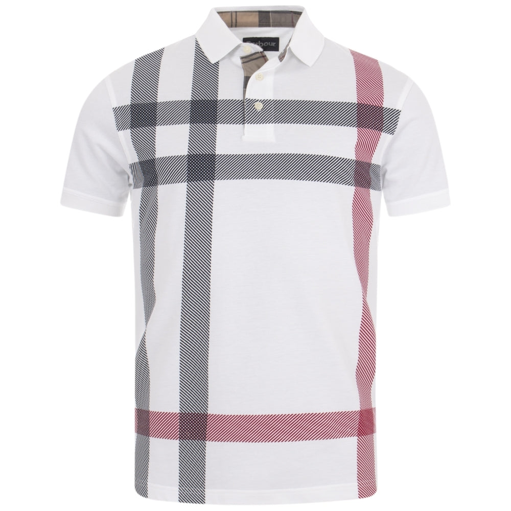 Barbour Mens Blaine Oversized Tartan Short Sleeve Polo Shirt White XL