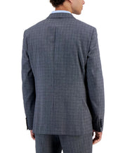 HUGO Mens Modern-Fit Check Suit Jacket Grey Blue Check Plaid 44R Wool Sport Coat