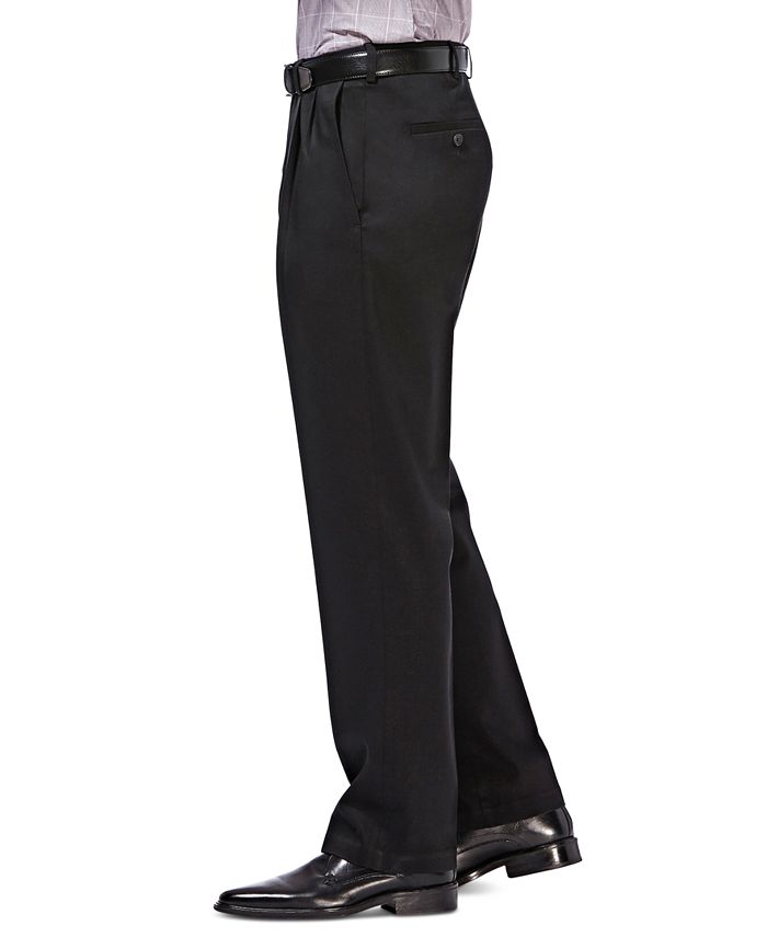 Haggar Mens Classic fit Dress Pants 42 / 30 Black Solid