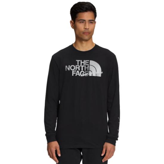 The North Face Men's Graphic Injection Long Sleeve T Shirt Black Silver Large