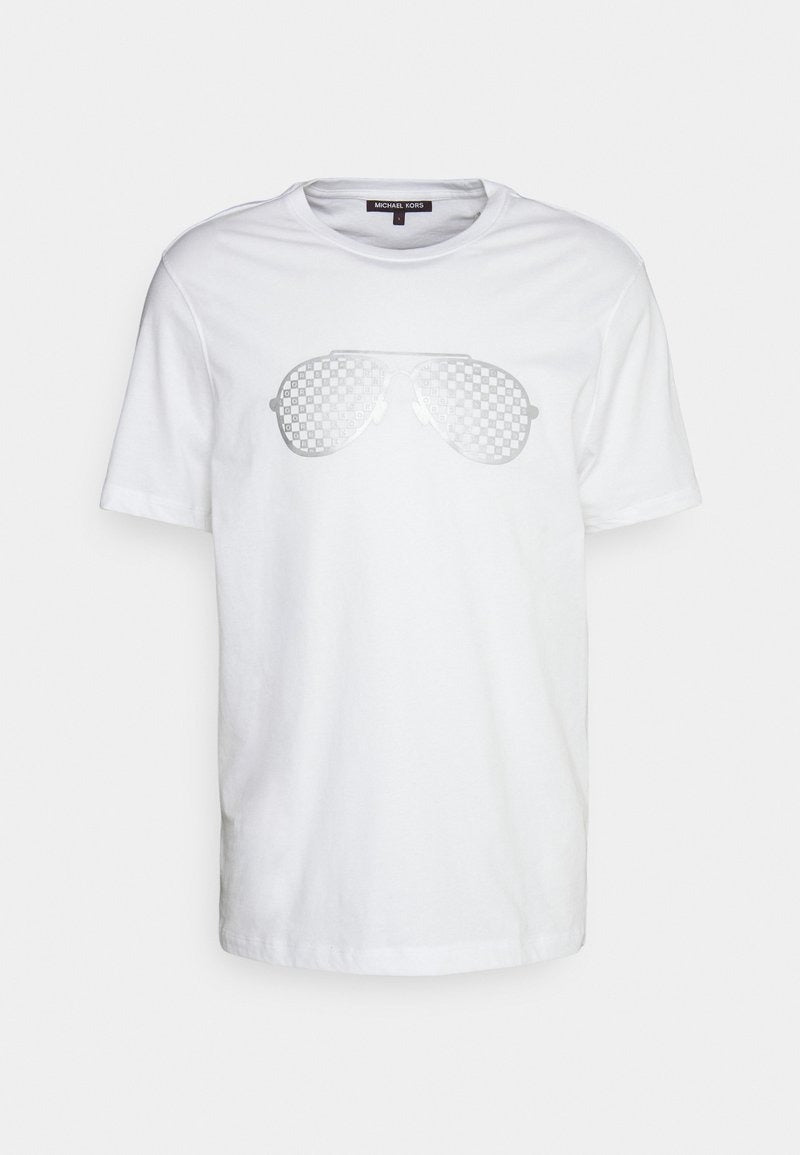 Michael Kors Mens Checkered Aviator T Shirt XXL White