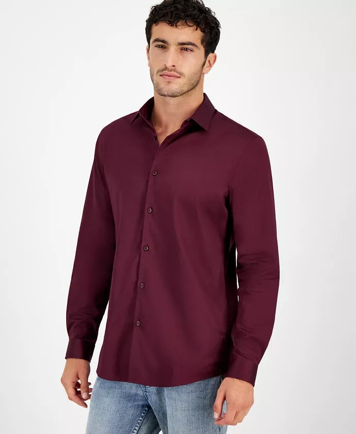 I.N.C. INTERNATIONAL CONCEPTS Men's Slim Fit Dress Shirt Medium Wine 15 - 15.5