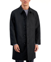 Hugo Boss Mens Relaxed fit Overcoat Coat Large Black Solid Waterproof