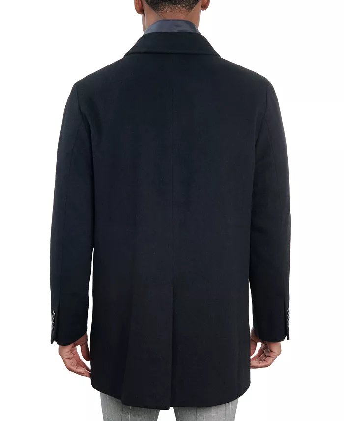 London Fog Mens Classic Fit Overcoat Coat 38 S Black W/ Attached Vest