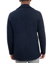 London Fog Men Double-Breasted Wool Blend Peacoat Coat 42 S Navy Blue