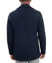 London Fog Men Double-Breasted Wool Blend Peacoat Coat 48 R Navy Blue
