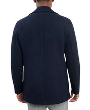London Fog Men Double-Breasted Wool Blend Peacoat Coat 42 S Navy Blue