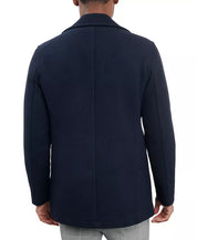 London Fog Mens Double-Breasted Wool Blend Peacoat Coat 44 R Navy Blue