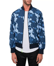 Society of Threads Men's Paisley Reversible Bomber Jacket Small Blue