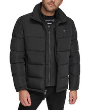 Calvin Klein Men's Full-Zip Puffer Coat XXL With Set In Bib Detail Black