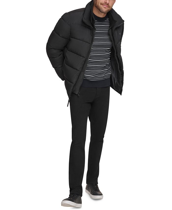Calvin Klein Men's Full-Zip Puffer Coat XXL With Set In Bib Detail Black