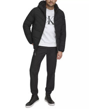 CALVIN KLEIN Men's Chevron Stretch Jacket With Sherpa Lined Hood Small Black