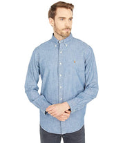 Polo Ralph Lauren Mens Classic fit Long Sleeve Button-Up Shirt XXL Blue Solid
