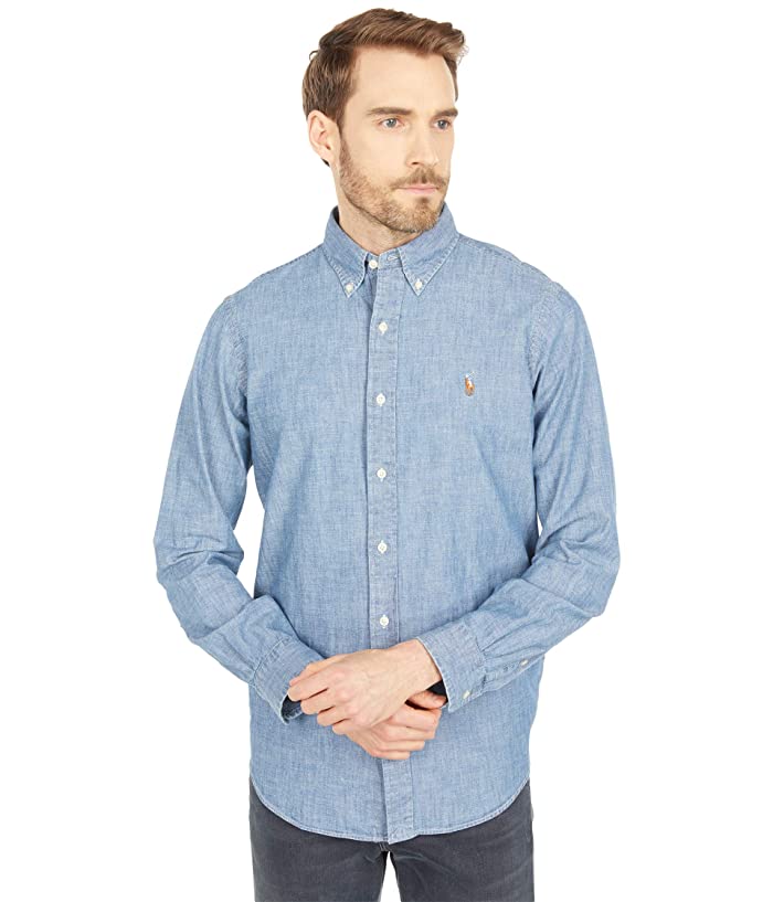 Polo Ralph Lauren Mens Classic fit Long Sleeve Button-Up Shirt XXL Blue Solid
