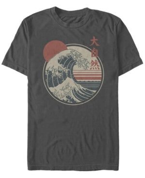 FIFTH SUN Men's Great Wave Short Sleeve Crewneck T-shirt Charcoal XL