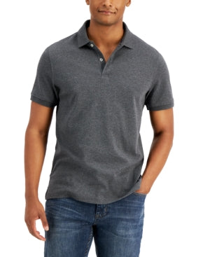 Club Room Men's Soft Touch Interlock Polo Dark Gray Small