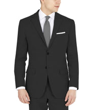Dkny Mens Modern fit Suit Jacket Blazer 48 R Black Solid Stretch