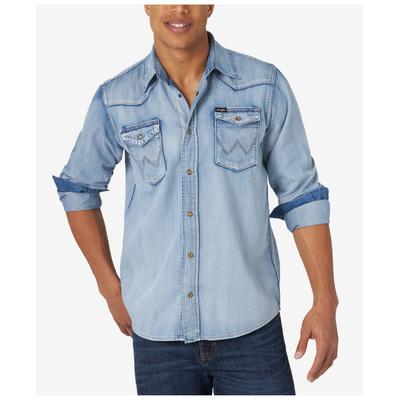 Wrangler Men's Long Sleeve Button Down Denim Shirt Blue XL