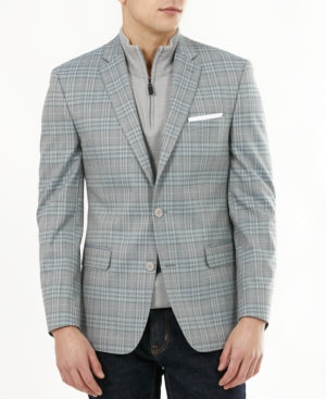 Bar III Men's Slim-Fit Plaid Blazer Grey Plaid 40S
